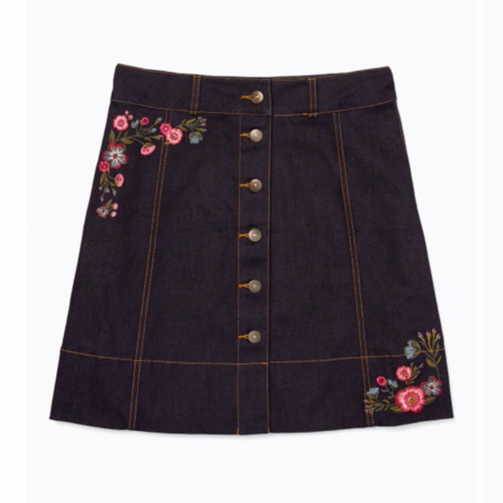 Kate Spade Broome St Embroidered Mini Denim Skirt